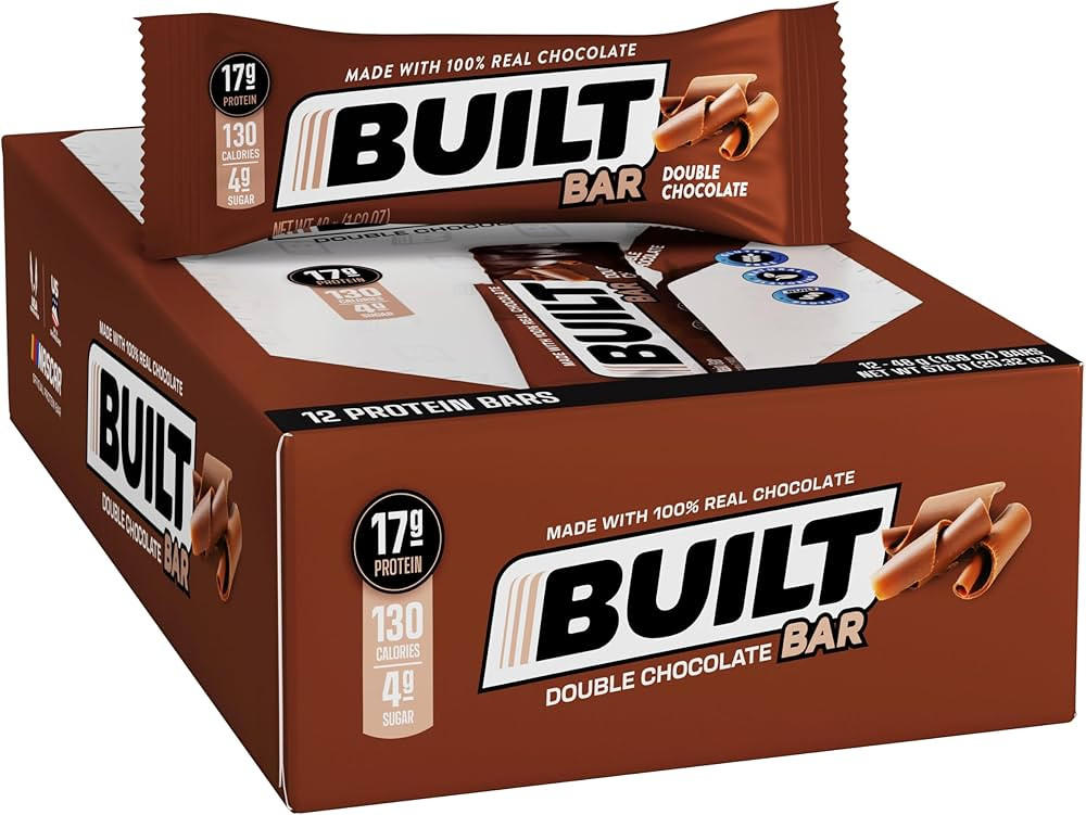 BUILT Protein Bars, Double Chocolate, 12 Count, 1.73oz Bars, Gluten Free Protein Snacks with 17g ... | Amazon (US)