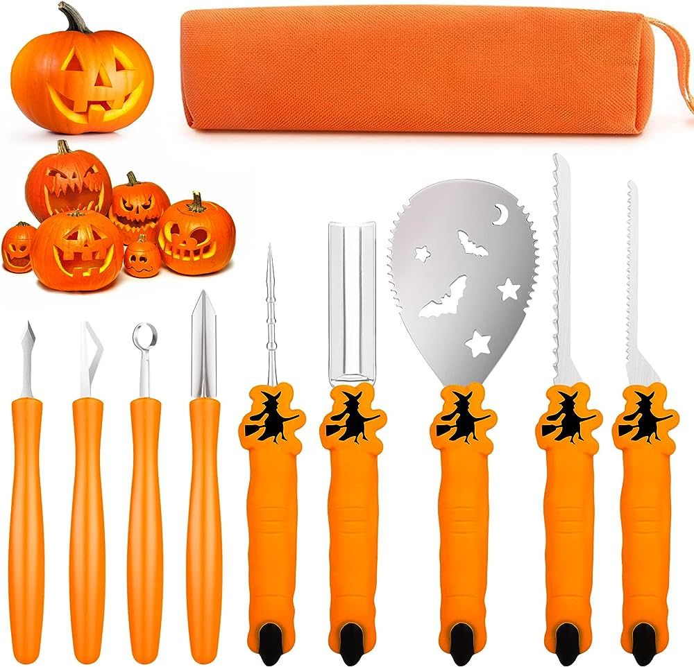 TRAALL Pumpkin Carving Kit Tools Halloween, Professional Heavy Duty Carving Set, Stainless Steel ... | Amazon (US)