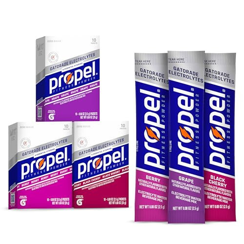 Propel Electrolyte Enhanced Water Drink Mix Powder Packets, Grape Variety Pack, Zero Calorie & Sugar Hydration with Vitamins C & E (30 Packets) | Amazon (US)