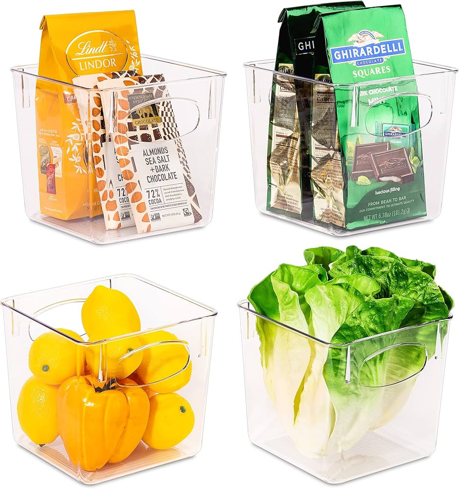 Sorbus Square Refrigerator Organizer Bins - Clear Plastic Pantry, Cabinet & Fridge Organizer for ... | Amazon (US)