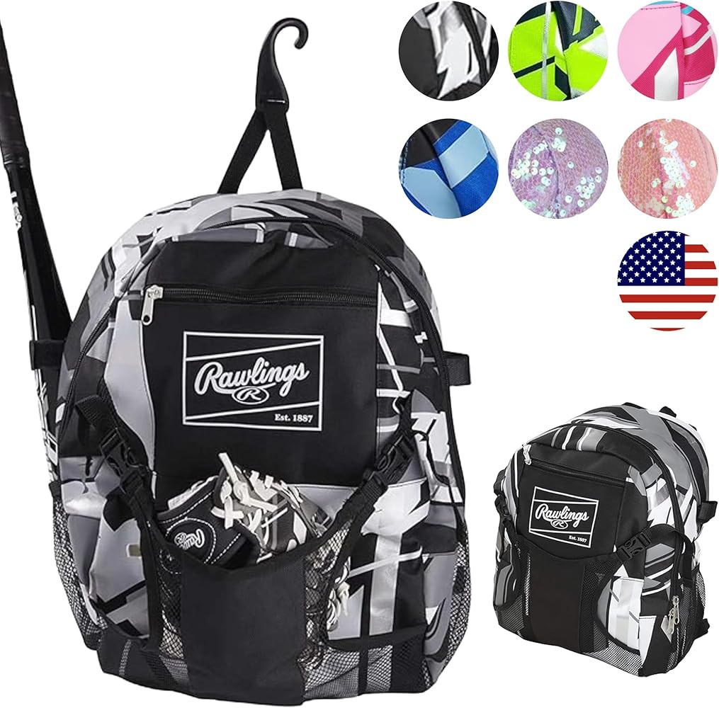 Rawlings | REMIX Backpack Equipment Bag | T-Ball & Youth Baseball / Softball | Black | Amazon (US)