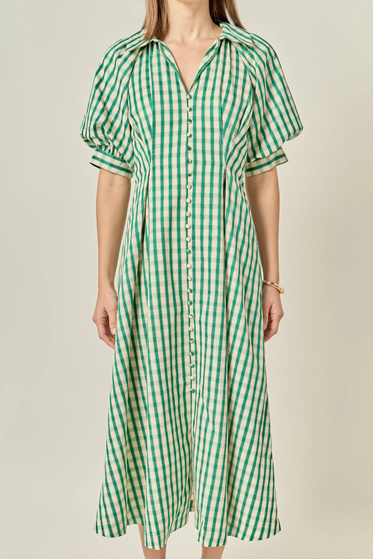 Gingham Check Midi Dress | English Factory