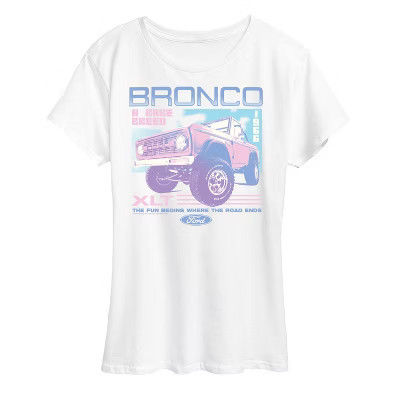 Women's Ford Bronco A Rare Breed XLT Pastel 1966 Short Sleeve Graphic T-Shirt - White - Medium | Target