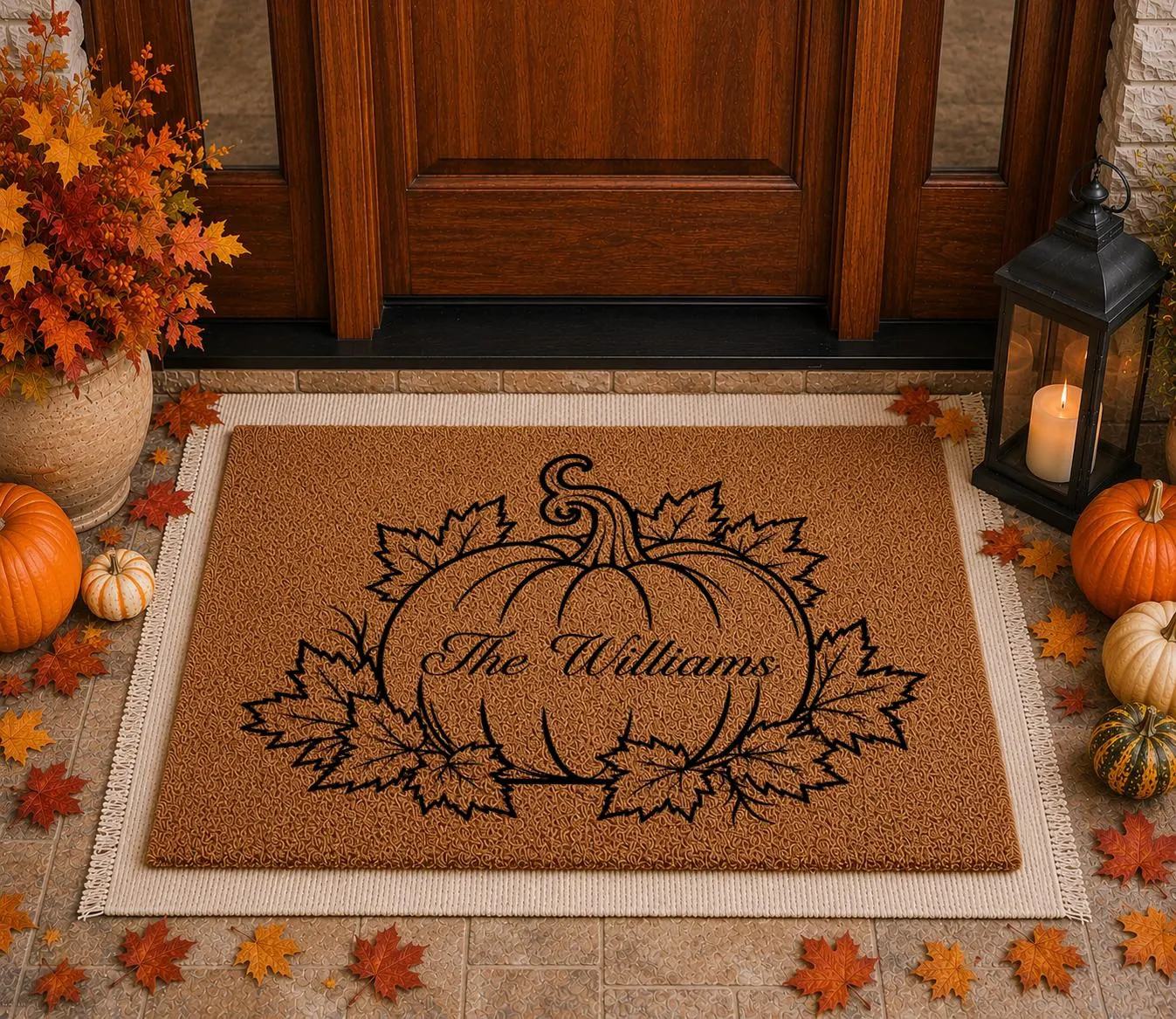 Personalized Pumpkin Doormat, Custom Family Name Doormat, Fall Welcome Mat, Autumn Coir Door Mat, Farmhouse Porch Decor, Thanksgiving Gift | Etsy (Global)