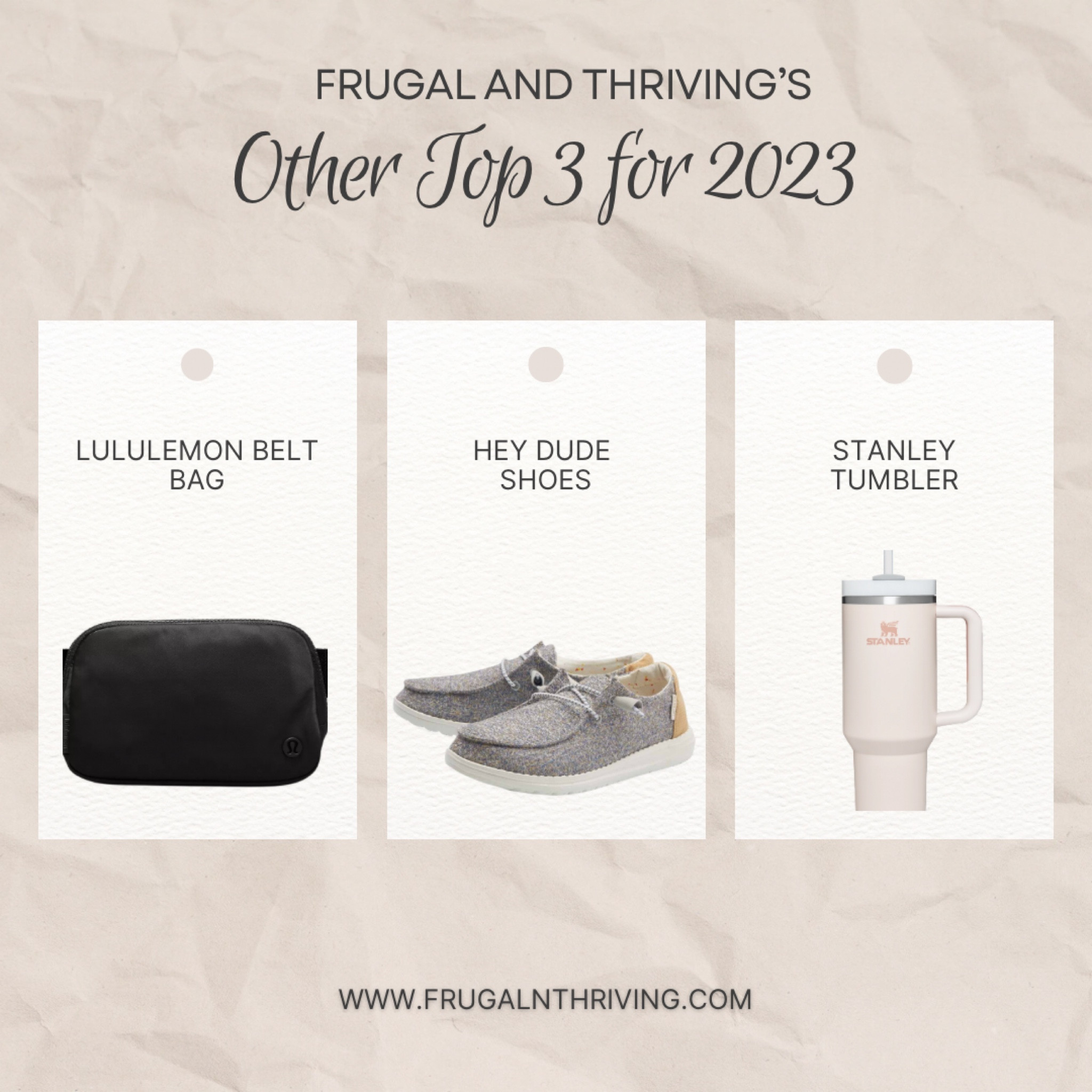 The top three purchases from some of our favorite retailers in 2023 ✨ 

#lululemonbeltbag #heydudeshoes #stanleytumbler

#LTKfindsunder50 #LTKstyletip #LTKshoecrush