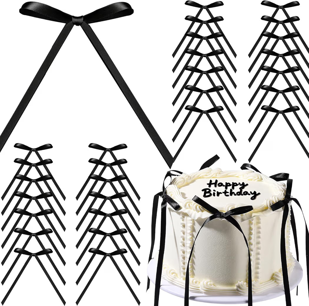 Amazon.com: YGDZ Black Bows for Cake, 30PCS Ribbon Bow Cake Topper for Vintage Cake, Balloon, Coquette Themed Party Black Bows Decor, Birthday Decorations, Wedding Supplies : Toys & Games | Amazon (US)