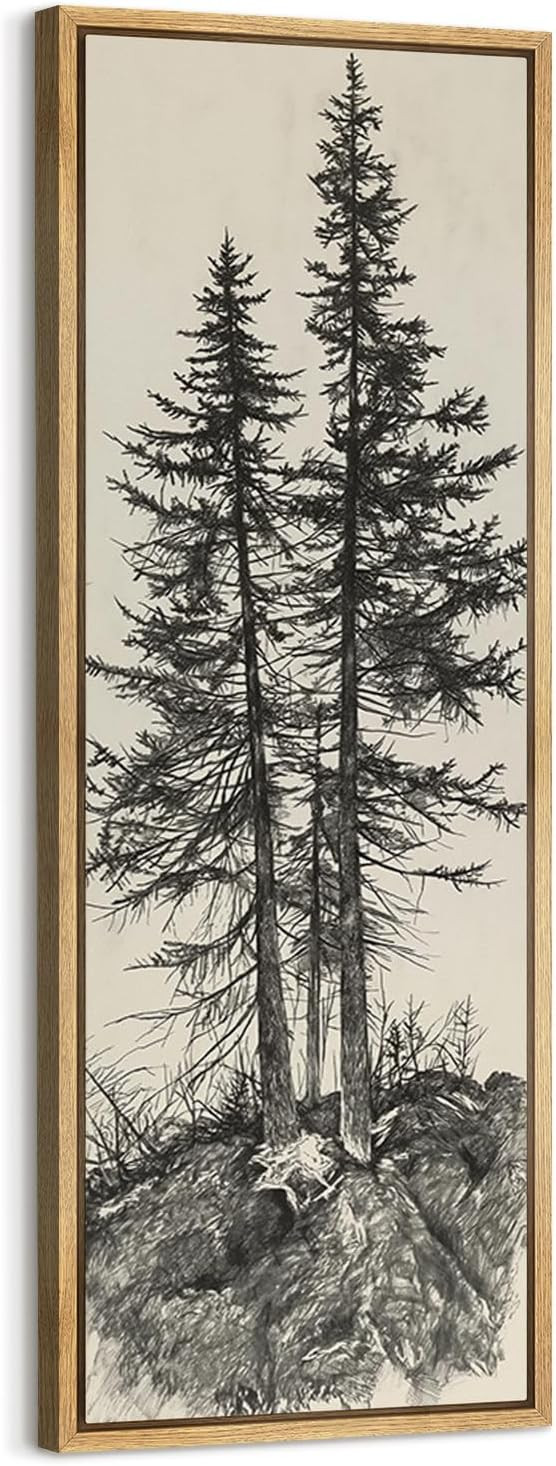 SIGNFORD Large Framed Canvas Twin Trees in Nature Illustration Illustrations Modern Art Calm Warm... | Amazon (US)