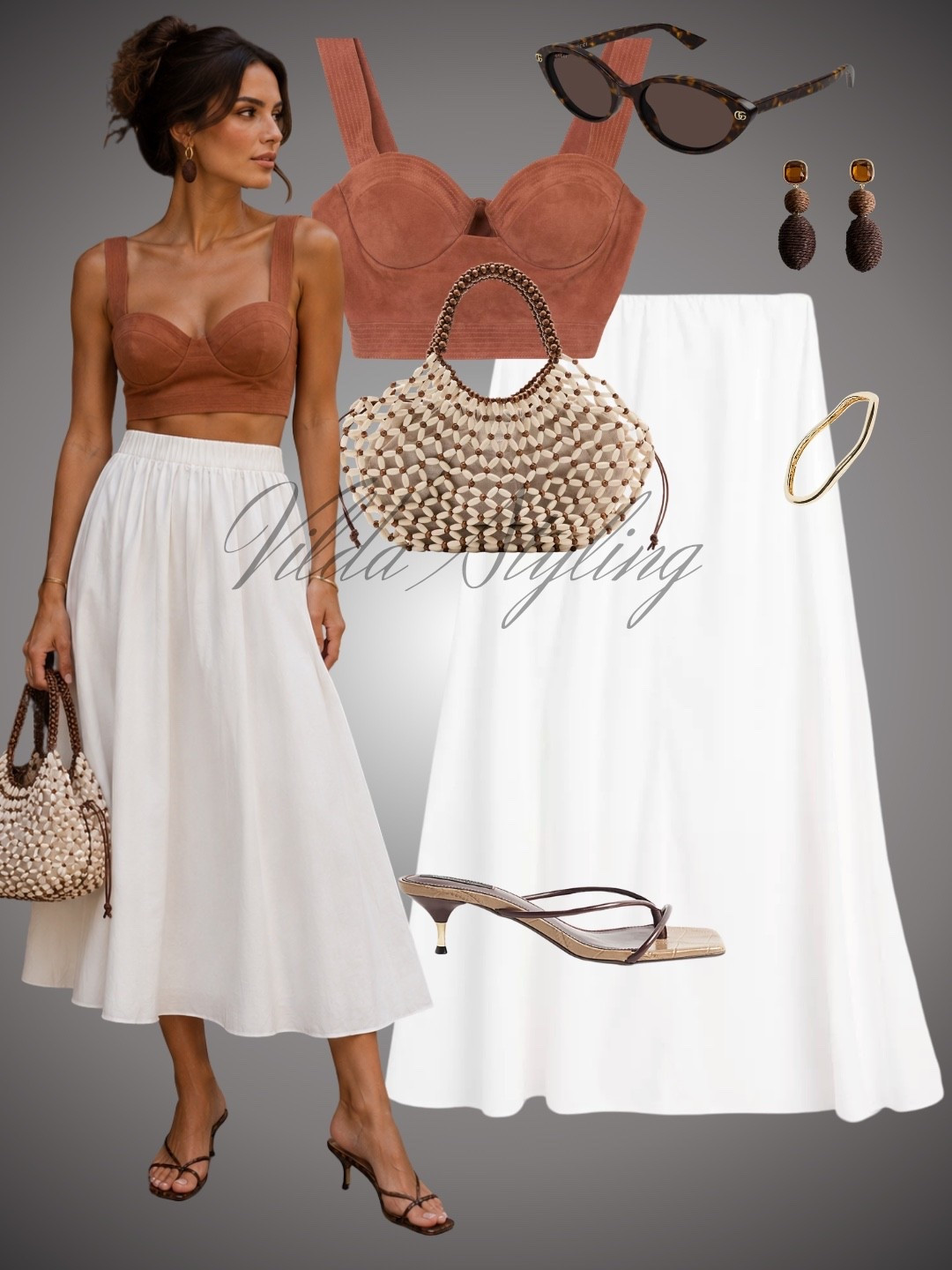 ✨ Earthy tones and effortless elegance 🤎🤍

This dreamy combination of a orange bustier top and a flowing white midi skirt is giving all the summer vacation vibes. Paired with woven accessories, delicate jewelry, and strappy heels for the perfect elevated look.

Which piece would you wear first? ✨

#LTKStyle #LTKFashion #SummerOutfit #NeutralStyle #MidiSkirt #VacationStyle #ChicOutfit #FashionInspo #ElegantStyle #VildaStyling

#LTKsummer #LTKwedding #LTKdatenight