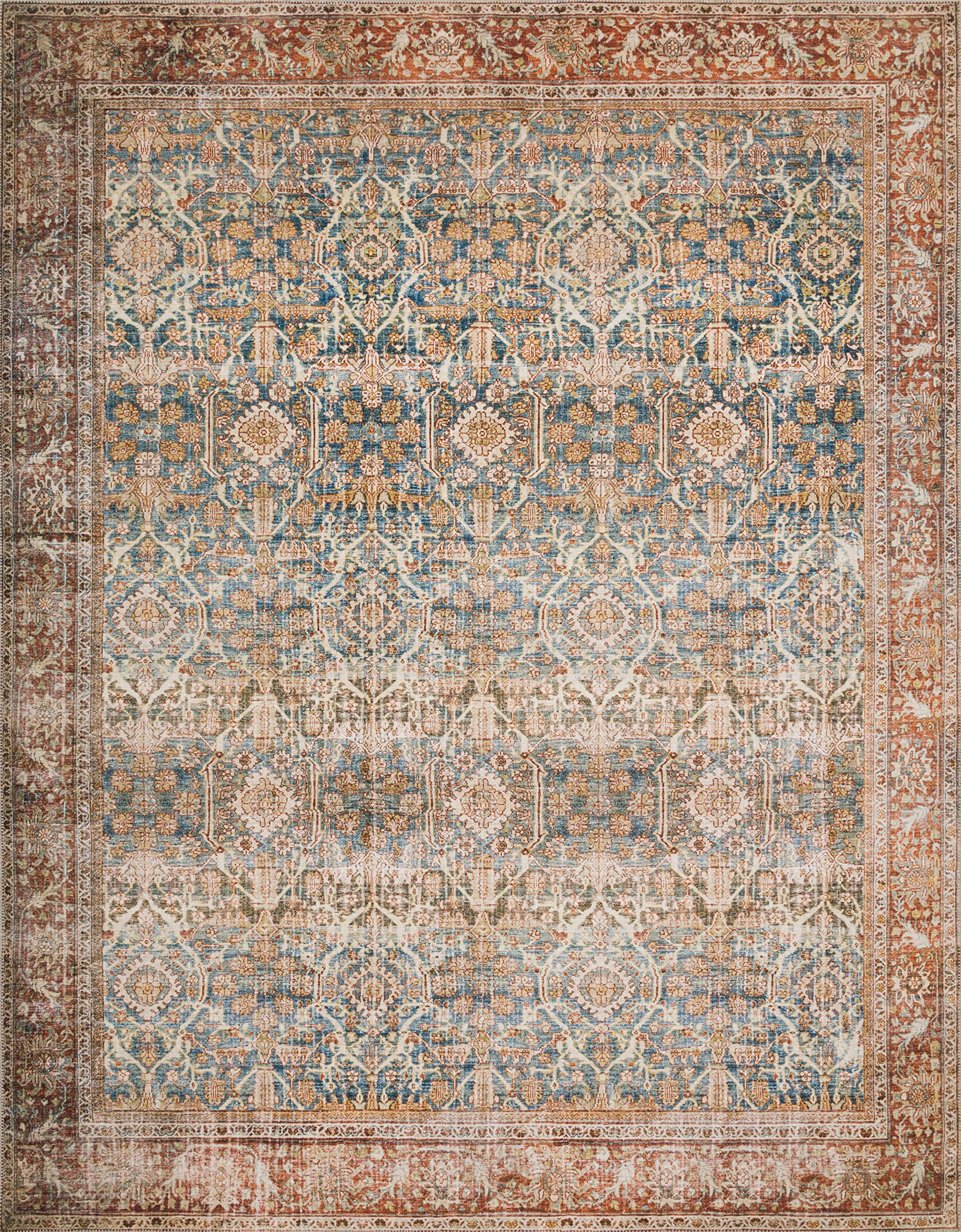 Loloi II Layla Collection LAY-04 Ocean / Rust, Traditional 7'-6" x 9'-6" Area Rug | Amazon (US)
