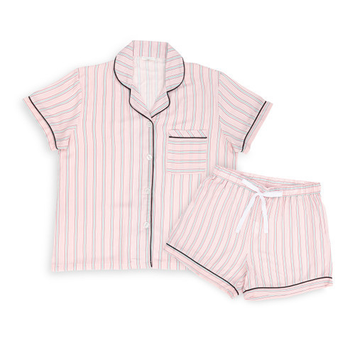 Lg Short Sleeve & Shorts PJ Set-PinkStripe | DEMDACO