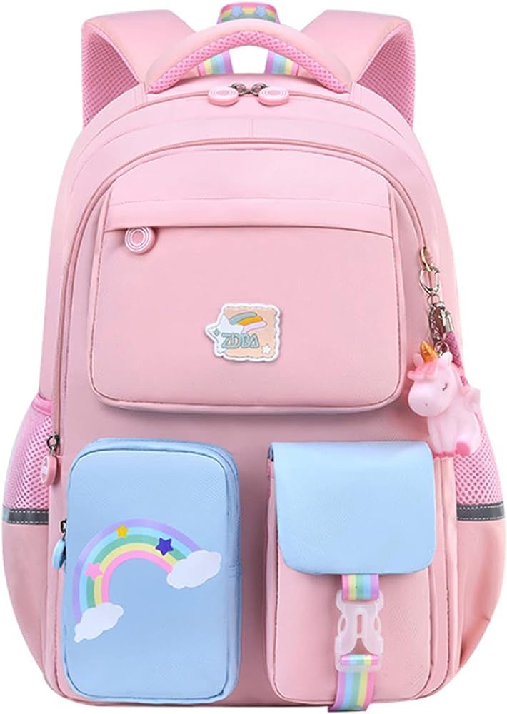 HIPOTUO Girls Unicorn Backpacks Pink Cute School Backpacks Boys Casual Durable Lightweight Travel... | Amazon (US)