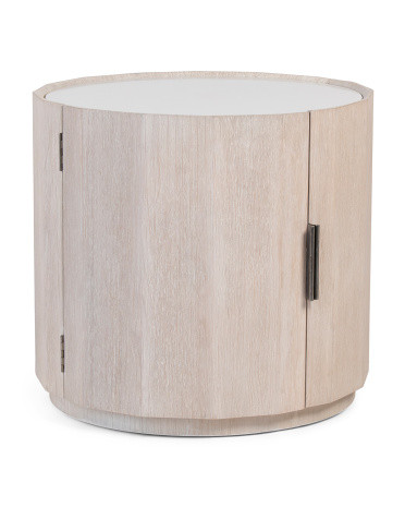 28x26 Limestone Ceruse Pine Side Table | Marshalls