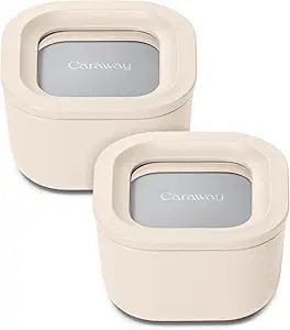 Caraway 2pc Glass Food Storage Set - 1.75 Cup Food Containers (2) - Non-Toxic Ceramic-Coated Glas... | Amazon (US)