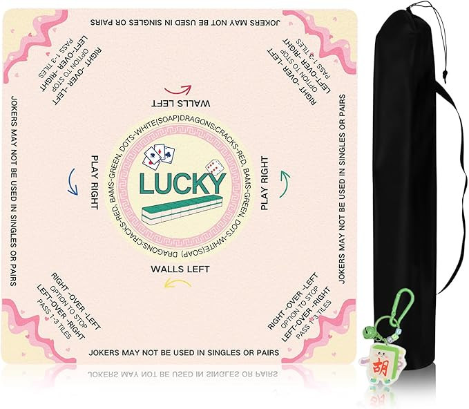 Mahjong Mat for Table with Learning Rules 35x35 Inch Non-Slip Noise Reduction Mahjong Mat for Mah... | Amazon (US)