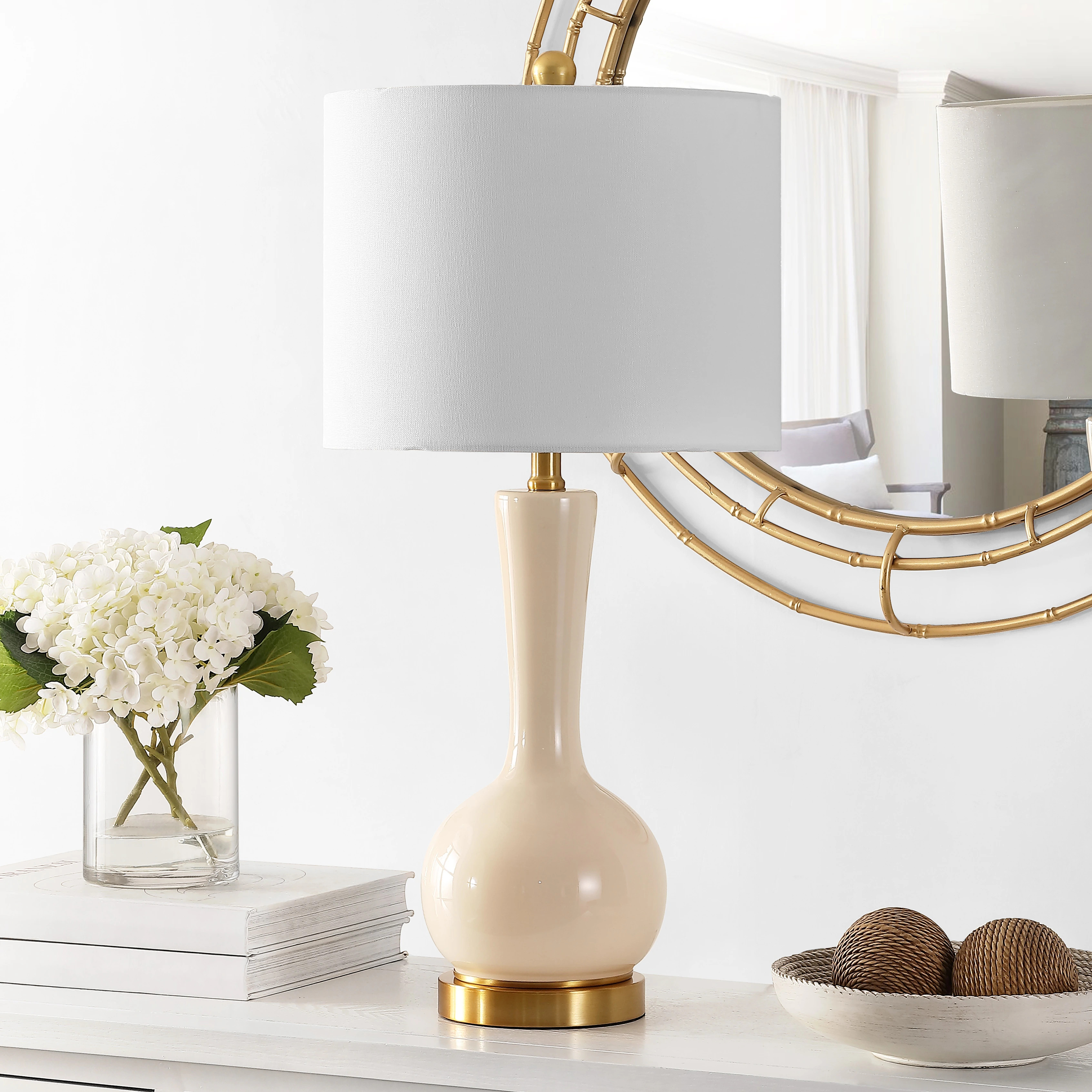 SAFAVIEH Lighting Yulia 27-inch Glass Table Lamp - 13" x 13" x 27" - 13Wx13Dx28H - Ivory | Overstock