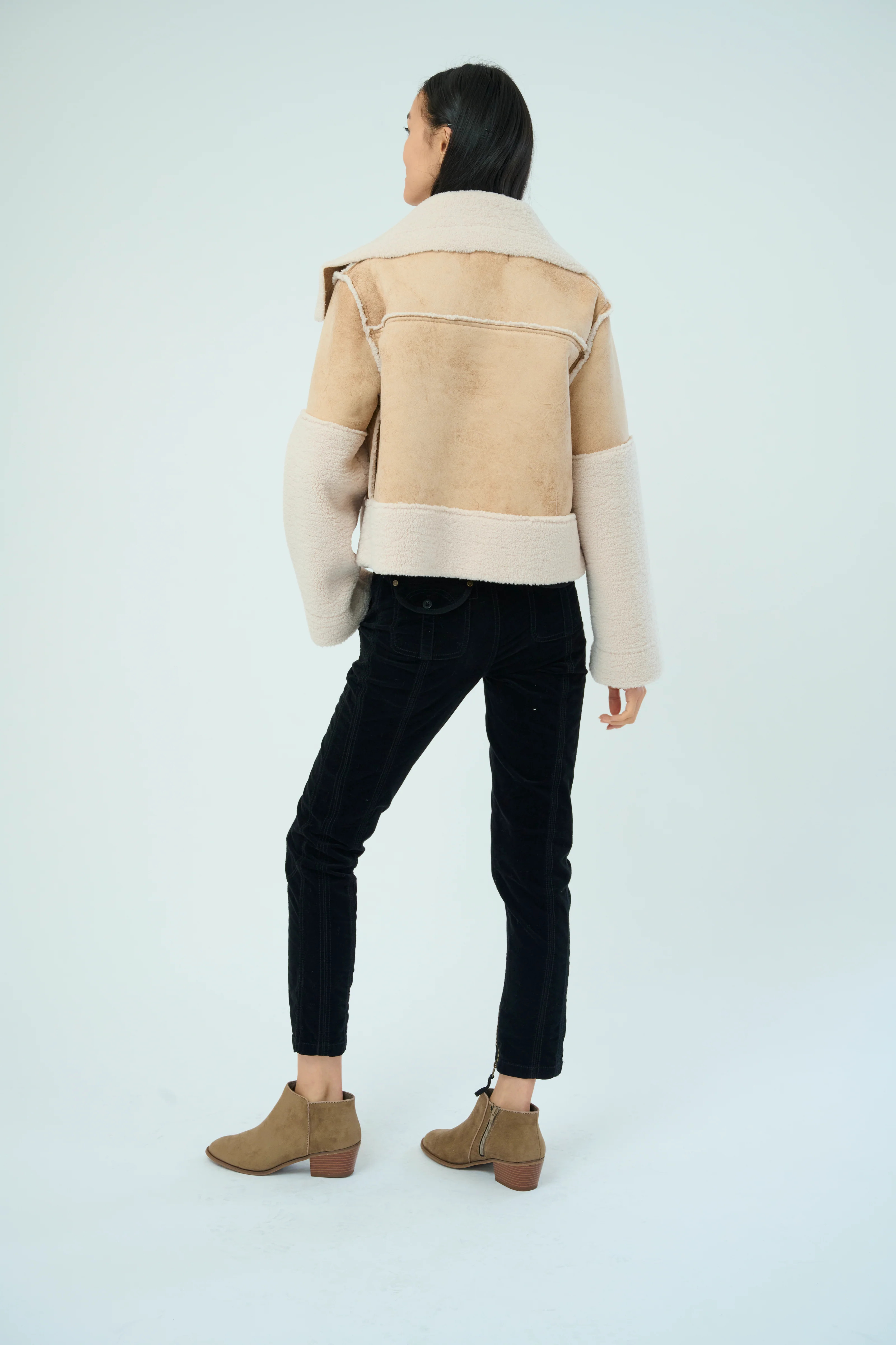 Trisha Bonded Distressed Suede Sherpa Jacket | Marrakech Clothing