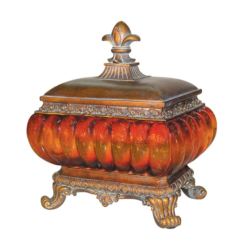 97879652459C4830B0B77389F260643F – 10.75?H Gold Amber Décorative Box | Wayfair North America