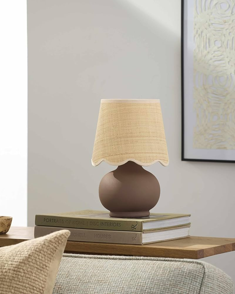 Navarro Boho Ceramic Bedside Table Lamp for Bedroom Nightstand and Living Room - Shade Rattan - B... | Amazon (US)