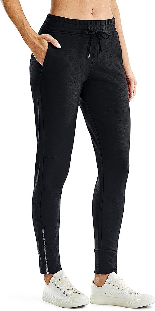 CRZ YOGA Women's Jogger Sweatpants Cotton Workout Thick Pants with Pockets | Amazon (US)