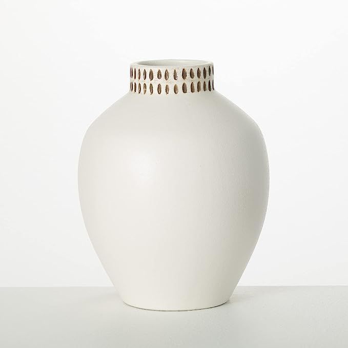 Sullivans Modern Round Vase, Modern Home Decor, White Flower Vase, Vases for Real or Fake Flowers... | Amazon (US)