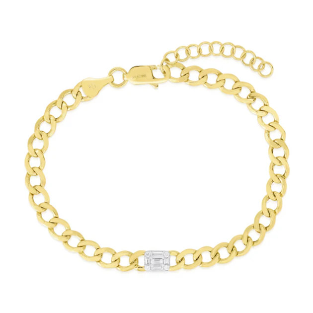 Mini Emerald Curb Diamond Bracelet | Alexandra Beth