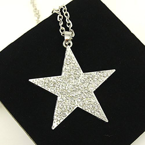 Star Pendant - Moon Star Necklace for Women Rhinestones Long Big Necklace with Pendant Hip Hop Je... | Amazon (US)