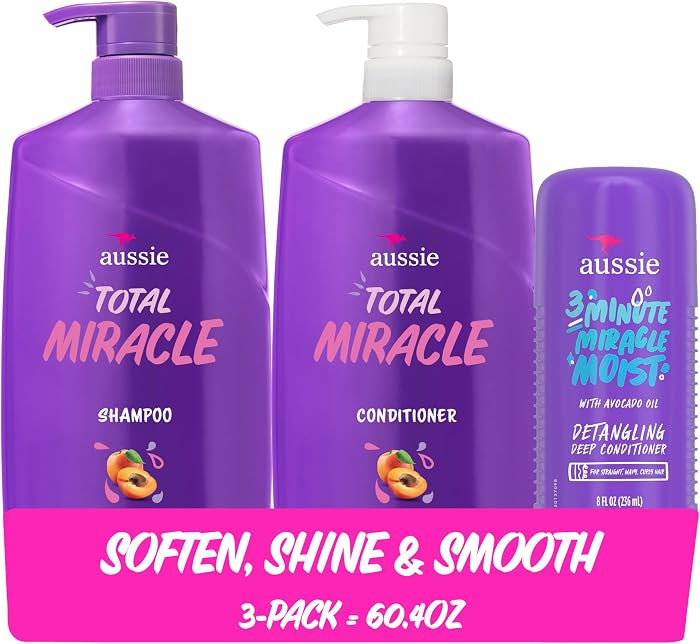 Aussie Total Miracle Hair Care Bundle: Shampoo, Conditioner, and 3 Minute Deep Treatment with Apr... | Amazon (US)
