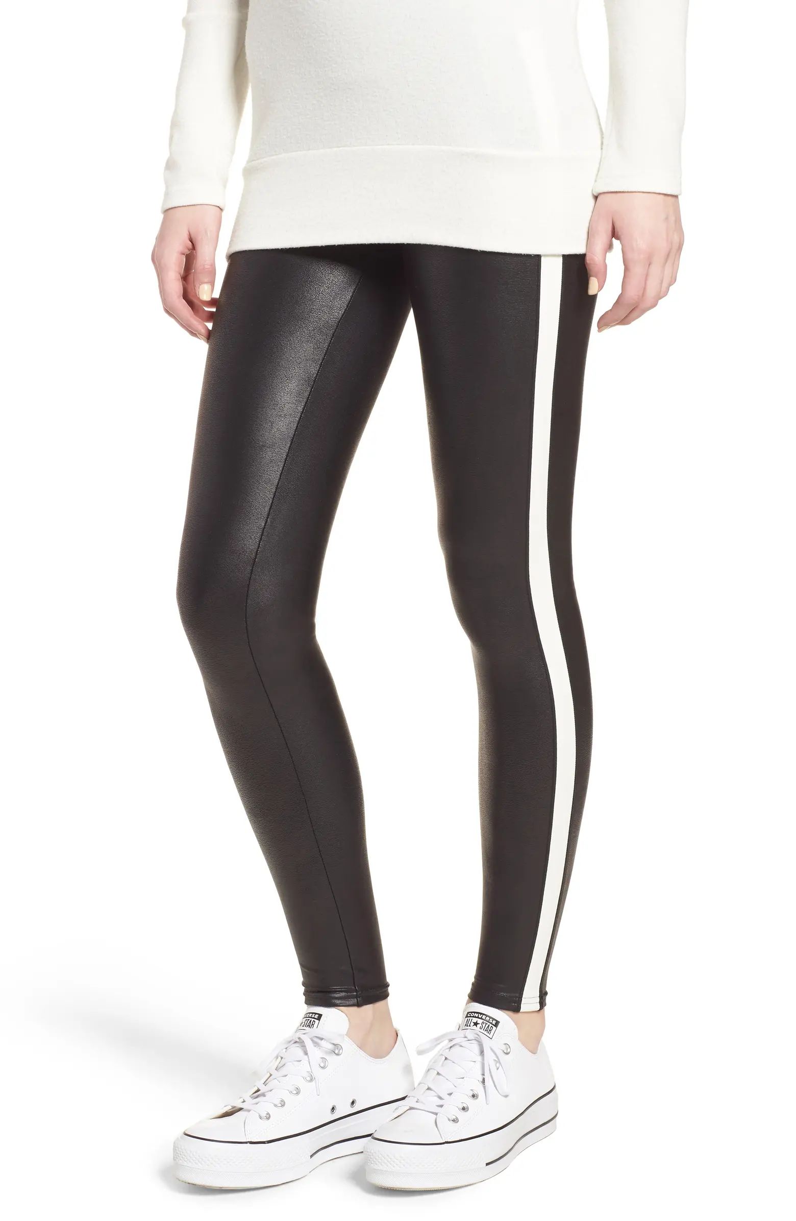 Side Stripe Faux Leather Leggings | Nordstrom