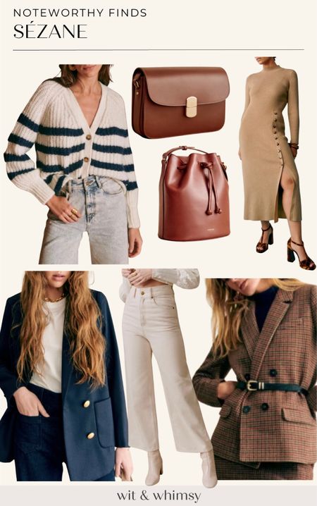Noteworthy fashion finds from Sézane:
Striped cardigan 
Leather purse
Leather bucket bag 
Sweater dress
Navy blazer
Houndstooth blazer
Ecru jeans

Fall style
Fall outfit
French inspired outfit

#LTKSeasonal