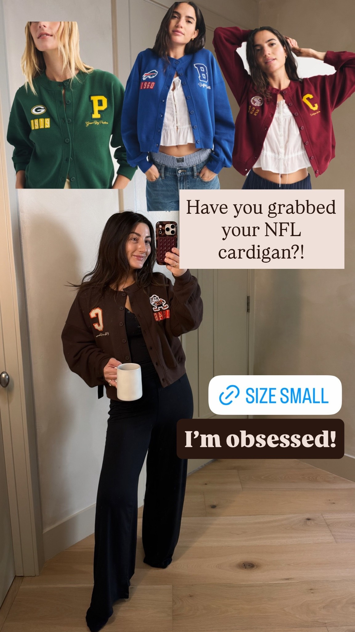 Cardigan size small  

The best dressed at your football games, NFL parties!!!￼

#LTKgrwm #LTKdayinmylife #LTKSeasonal
