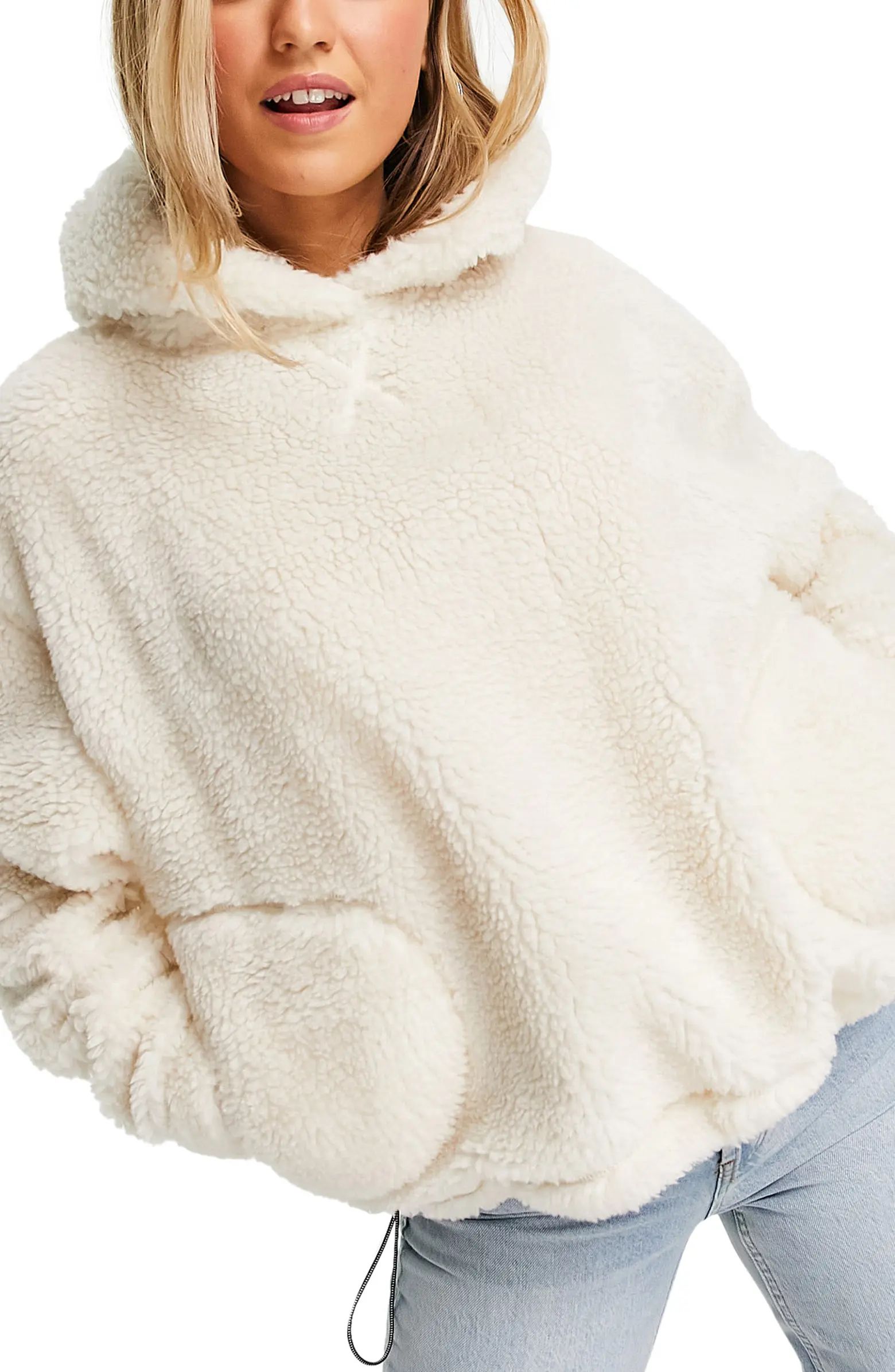 Topshop High Pile Fleece Hoodie | Nordstrom | Nordstrom