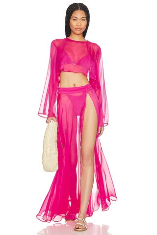 Grace Cropped Shirt in Pink | Revolve Clothing (Global)