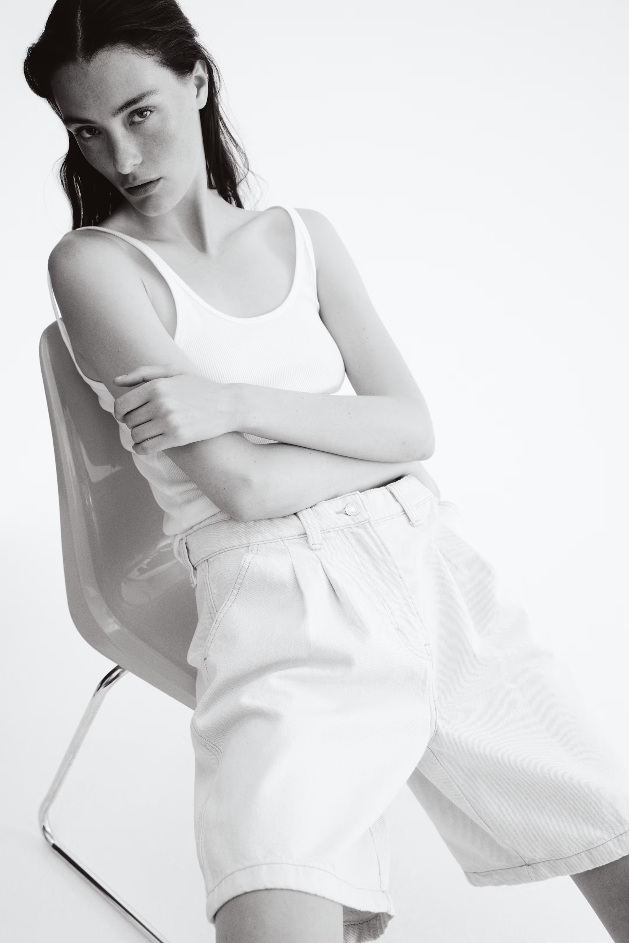 Pleated Denim Shorts | H&M (US + CA)