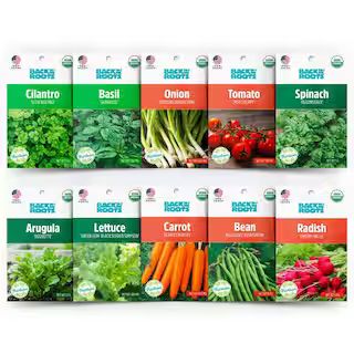 Back to the Roots Organic Beginner's Vegetable Garden Seeds Variety (10-Pack)-50064 - The Home De... | The Home Depot