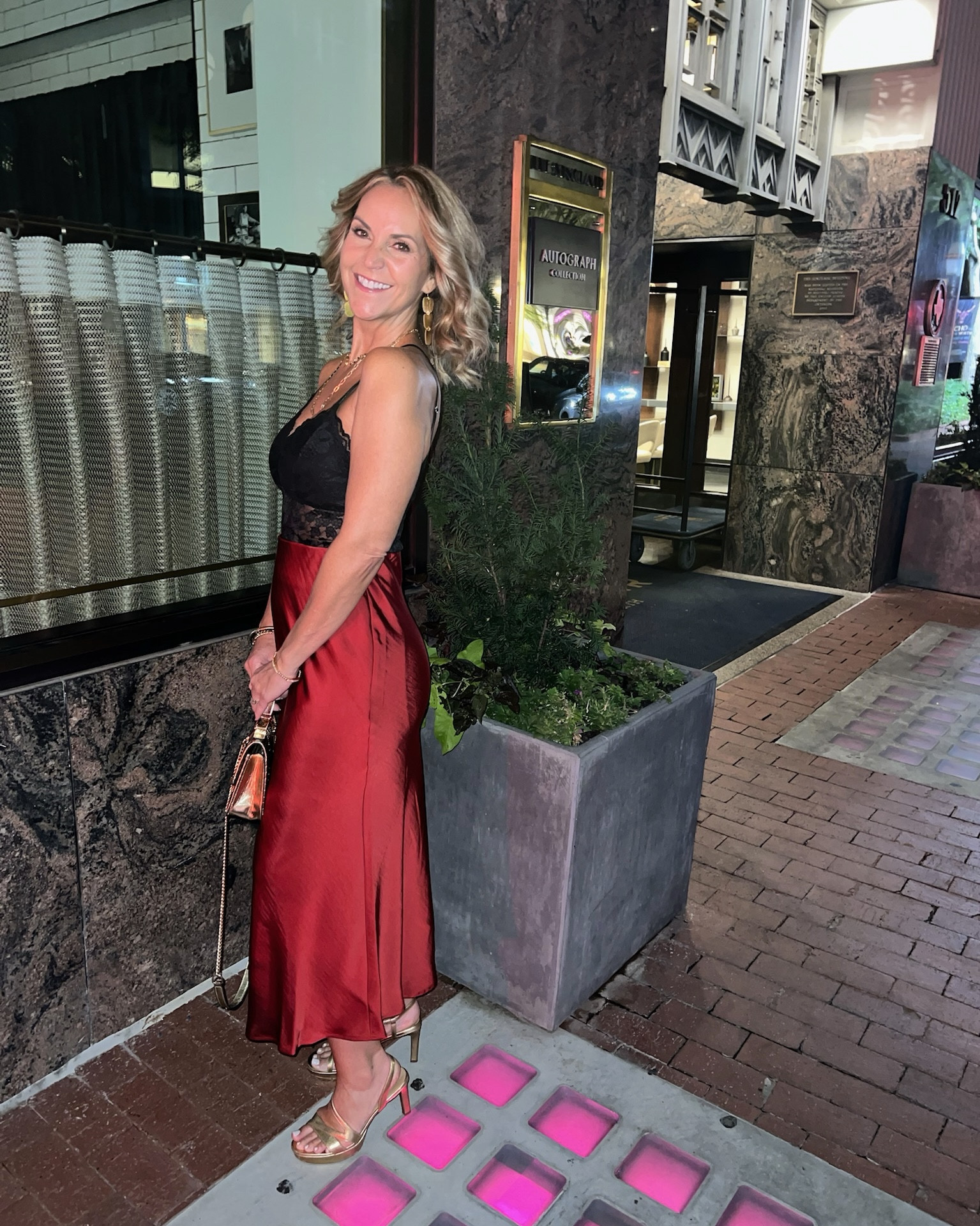Such a fun dinner outfit. Elegant and affordable. This silk midi skirt is extremely comfortable - wearing a size small. Black lace camisole in a size medium.

#LTKStyleTip #LTKOver40 #LTKFindsUnder50