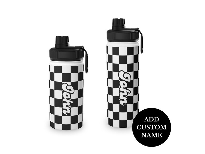 Personalized Kids Name Water Bottle, Back to School Gift, Kids Cup, Custom Teens Gift Black and W... | Etsy (US)