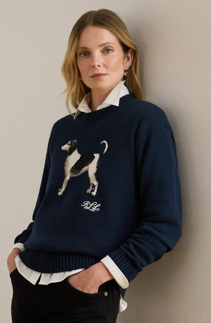 Intarsia Beagle Cotton Sweater | Nordstrom