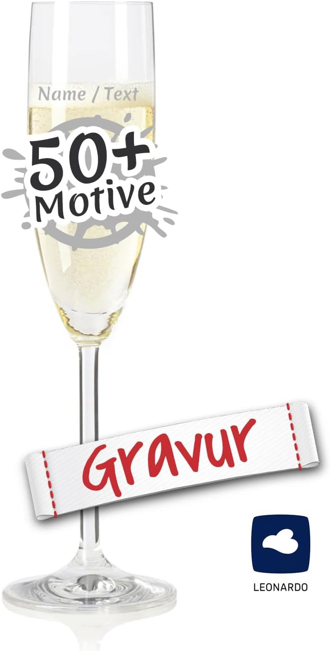 LEONARDO Sektglas mit Gravur personalisiert/Namen Text Motiv, Sekt-Glas graviert als Geschenk zum... | Amazon (DE)