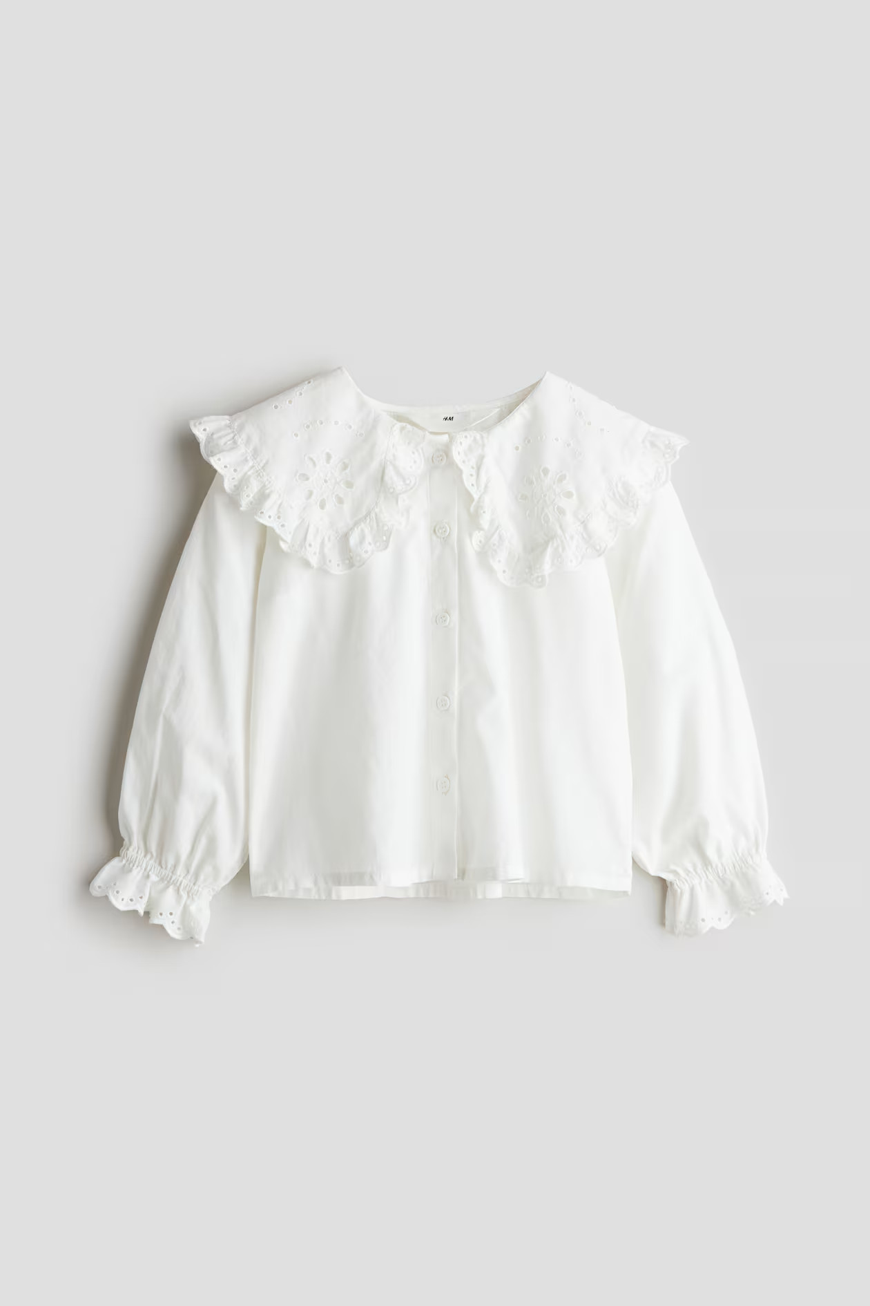 Cotton Blouse with Collar - Round Neck - Long sleeve - White - Kids | H&M US | H&M (US + CA)