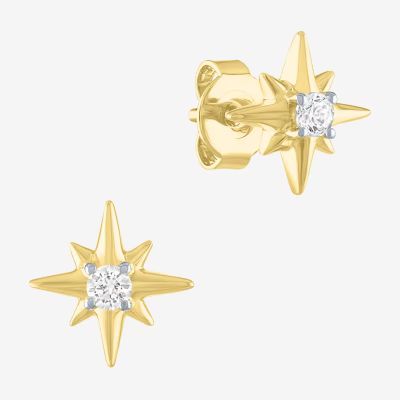 Diamond Addiction North Star 1/10 CT. T.W. Lab Grown White Diamond 10K Gold Over Silver Star Stud... | JCPenney