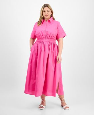 On 34th Trendy Plus Size Short-Sleeve Popover Shirtdress, Exclusively at Macy's - Macy's | Macy's