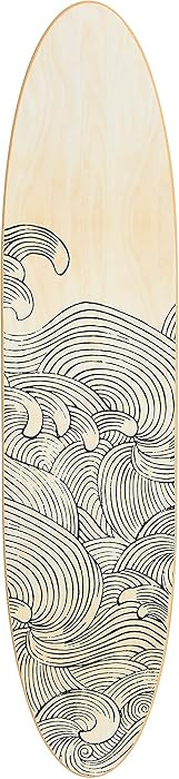 Creative Co-Op Coastal Decorative Surfboard Wall Décor, Wave Design Overlaid On Natural Wood, Ha... | Amazon (US)