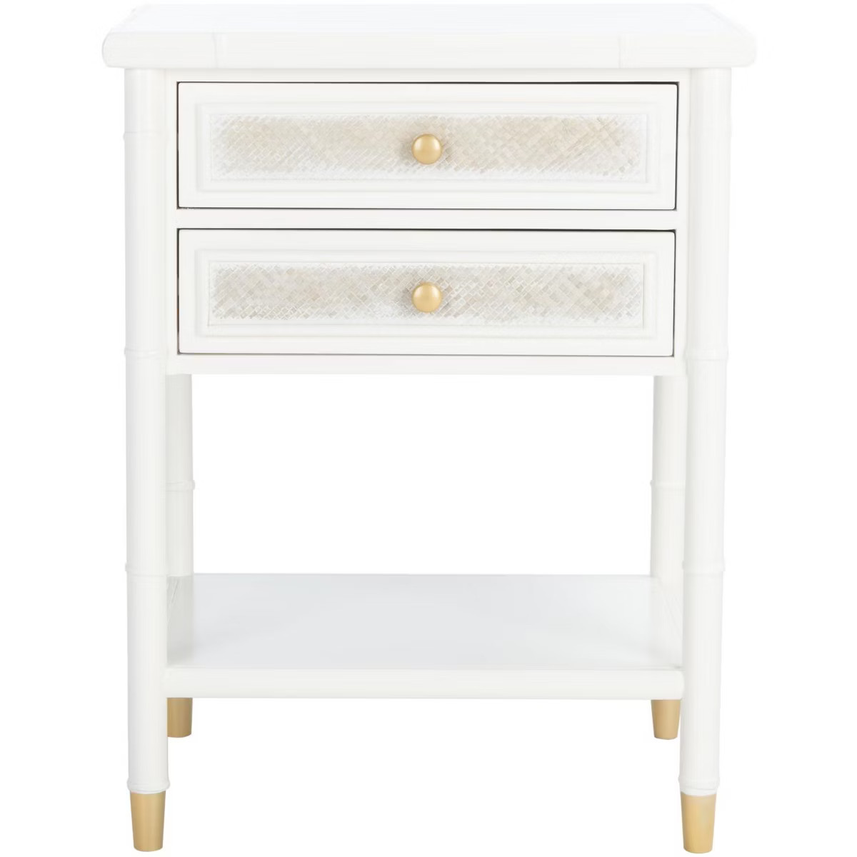 Ahab 2 Drawer 1 Shelf Accent Table - White/Gold - Safavieh | Target