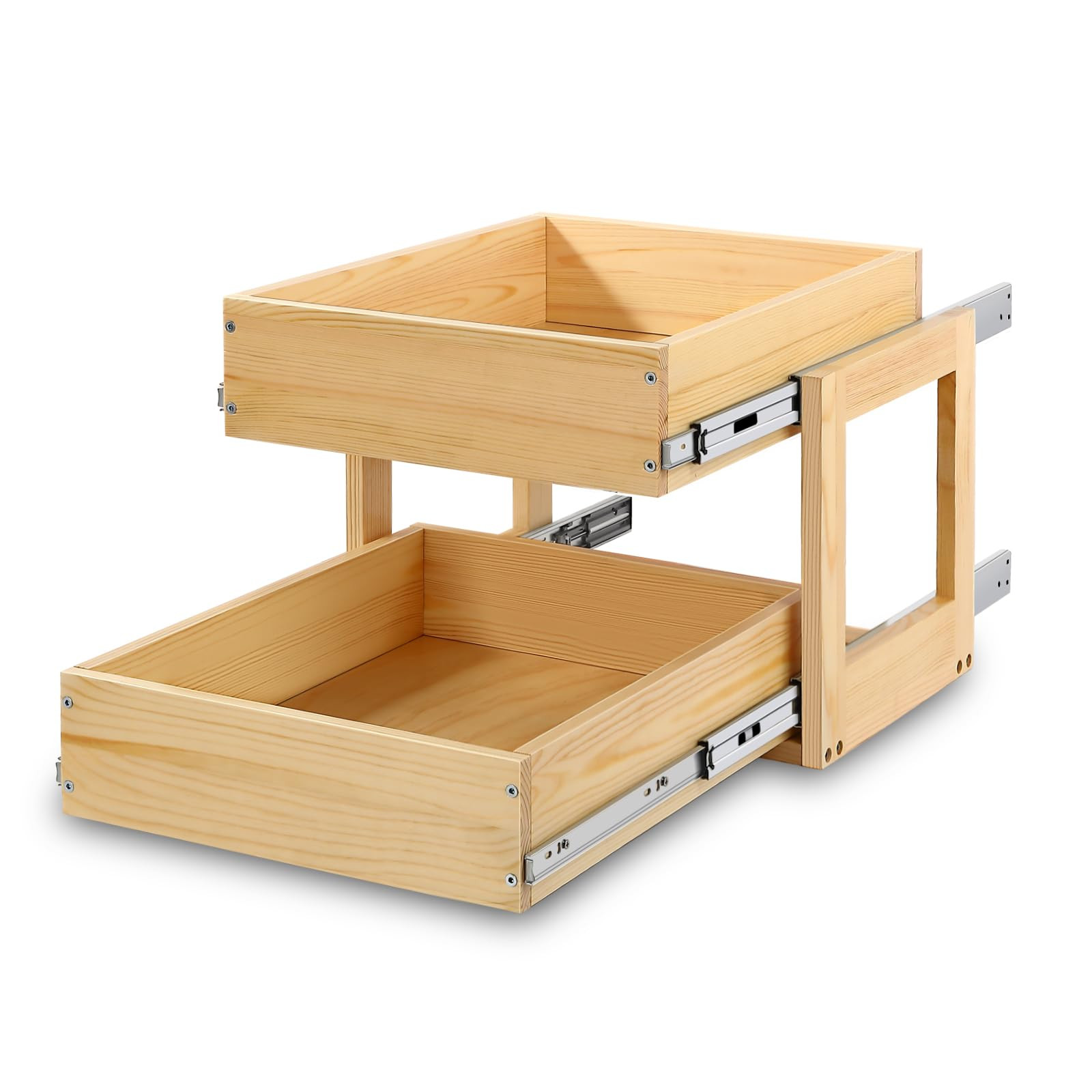 Pull Out Cabinet Organizer, 17''W×21''D×16''H Soft Close Slide Out Wood Drawer Shelves Storage ... | Amazon (US)