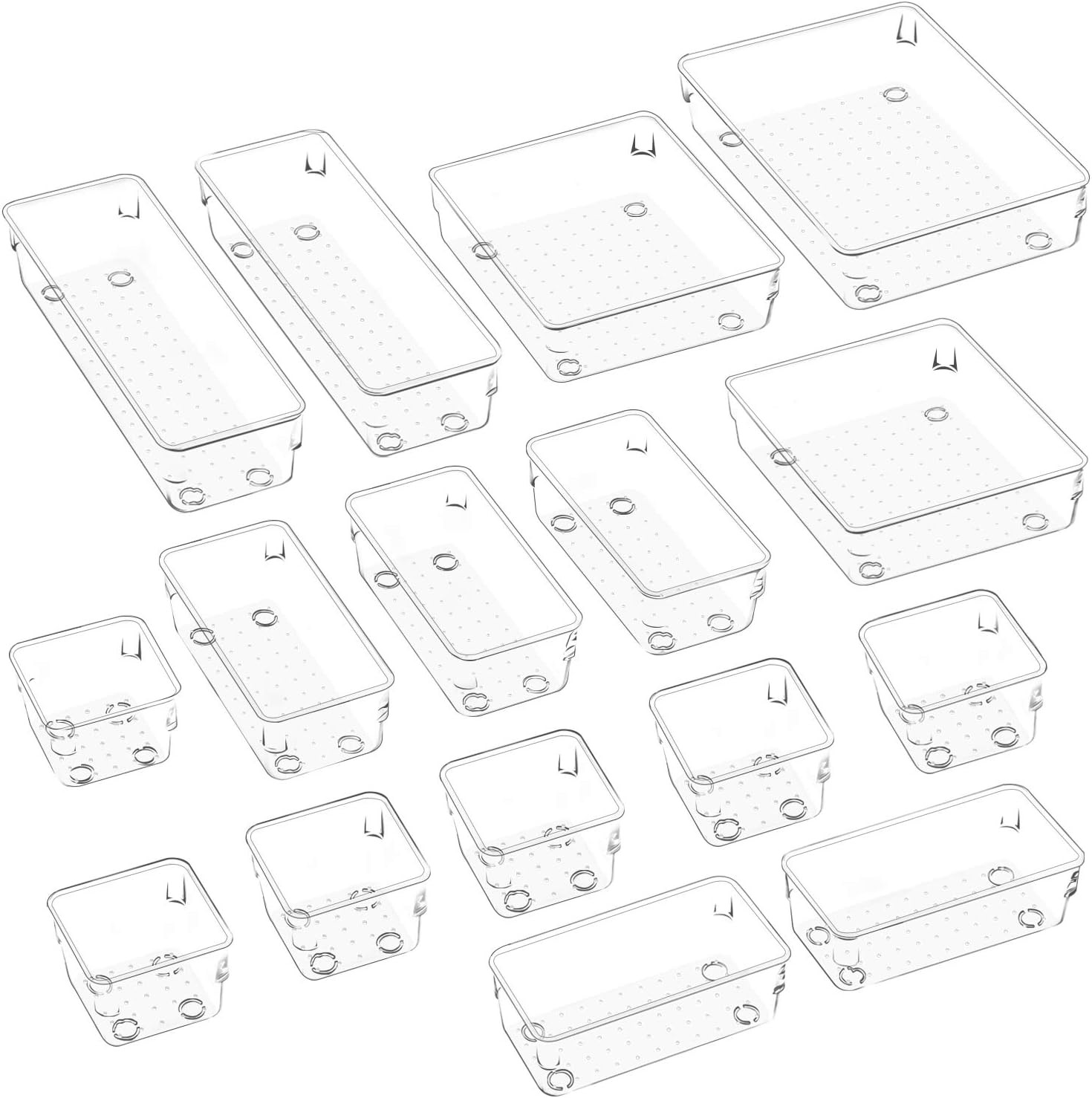 JARLINK 16 Pack Desk Drawer Organizer Trays with 5 Different Sizes, Versatile Bathroom and Vanity... | Amazon (US)