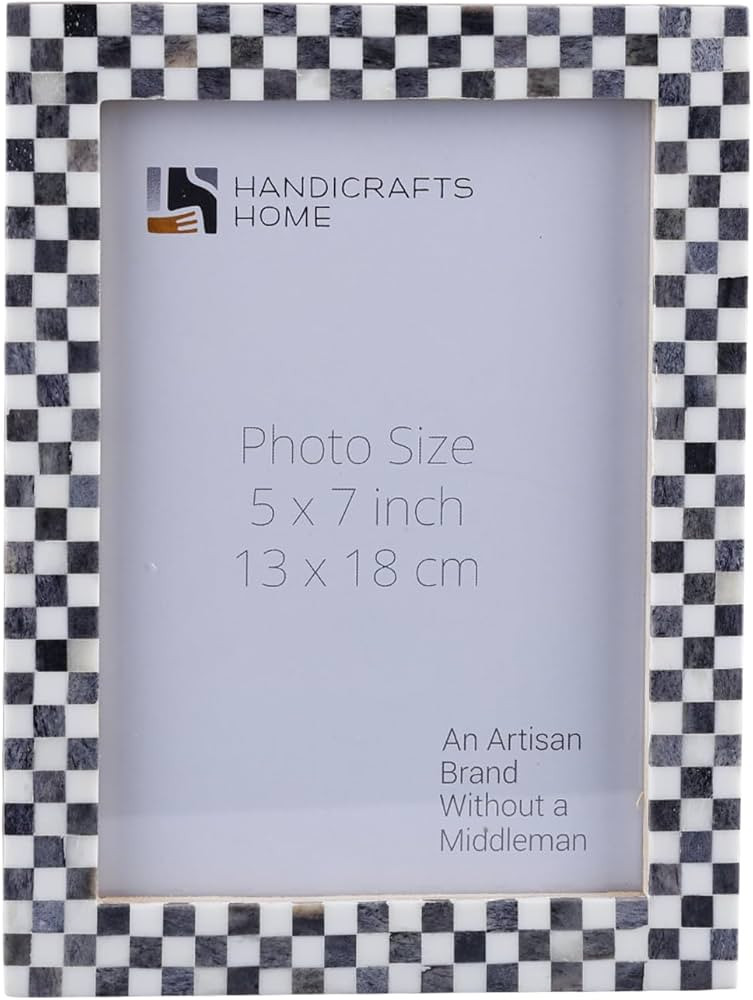 Handicrafts Home 5x7 Picture Frame, Checkered Black & White Frames, Handmade Decorative Photo Fra... | Amazon (US)