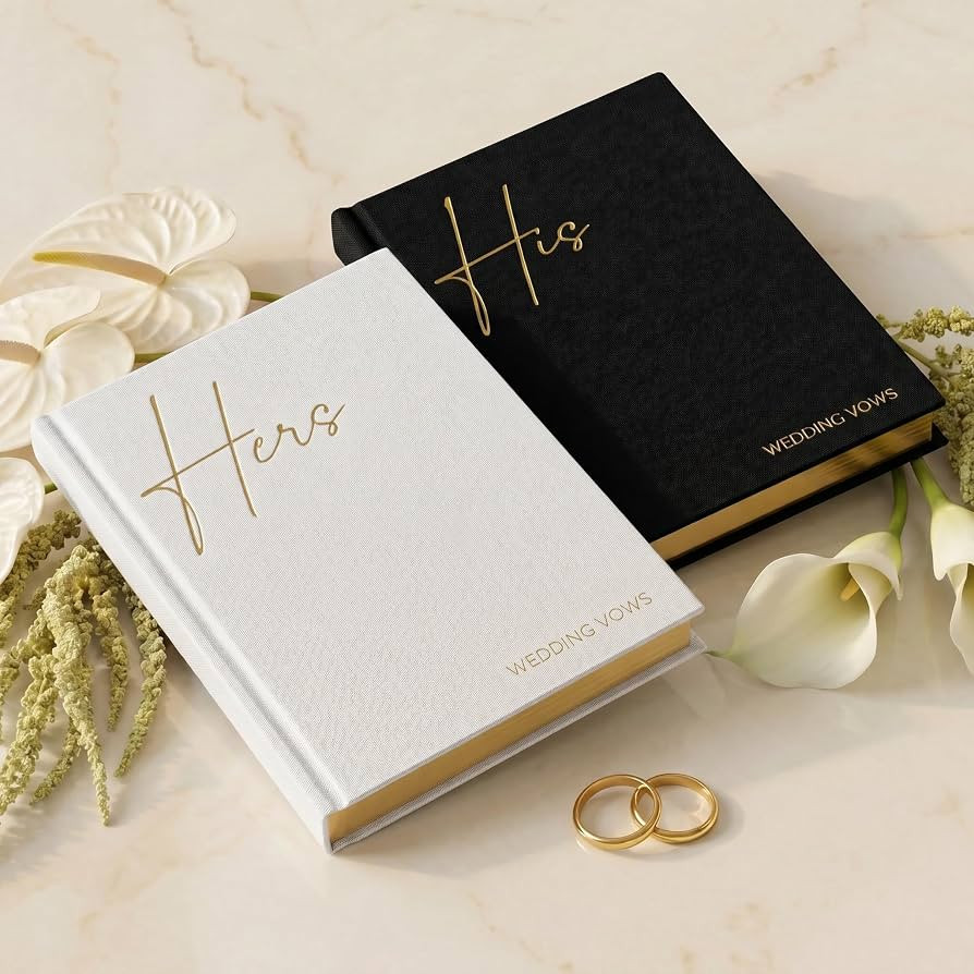 Elegant Linen Wedding Vow Books With Gold Foil Lettering - Perfectly Sized His and Hers Vow Books... | Amazon (US)