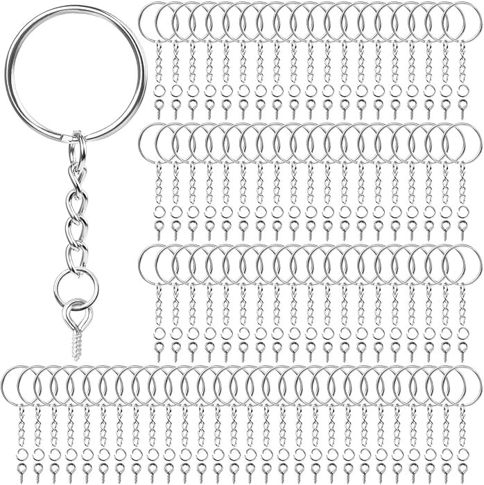 Keychain Rings for Crafts, Flasoo 360Pcs Keychains for Resin Include Key Rings with Chain, Jump R... | Amazon (US)