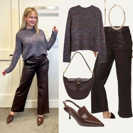 Something a little different…BROWN faux leather pants from Paige made the dressing room try-on cut. What to wear with brown? The COOLEST kitten heel loafer/slingback hybrid from Jeffrey Campbell and a multi-colored cashmere sweater from Vince. It’s beautiful. 

#LTKover40 #LTKstyletip #LTKshoecrush