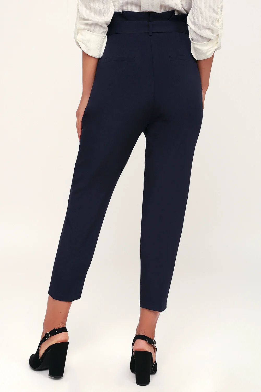 With Confidence Navy Blue Paper Bag Waist Pants | Lulus (US)